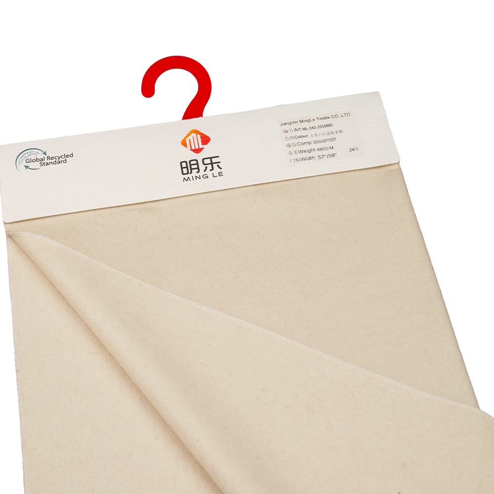 50 % Ull, 40 % Polyester, 10 % Andre Fiber, 680G/M, Beige, Krystallull Single-Face Overcoating, ML-242-2050680