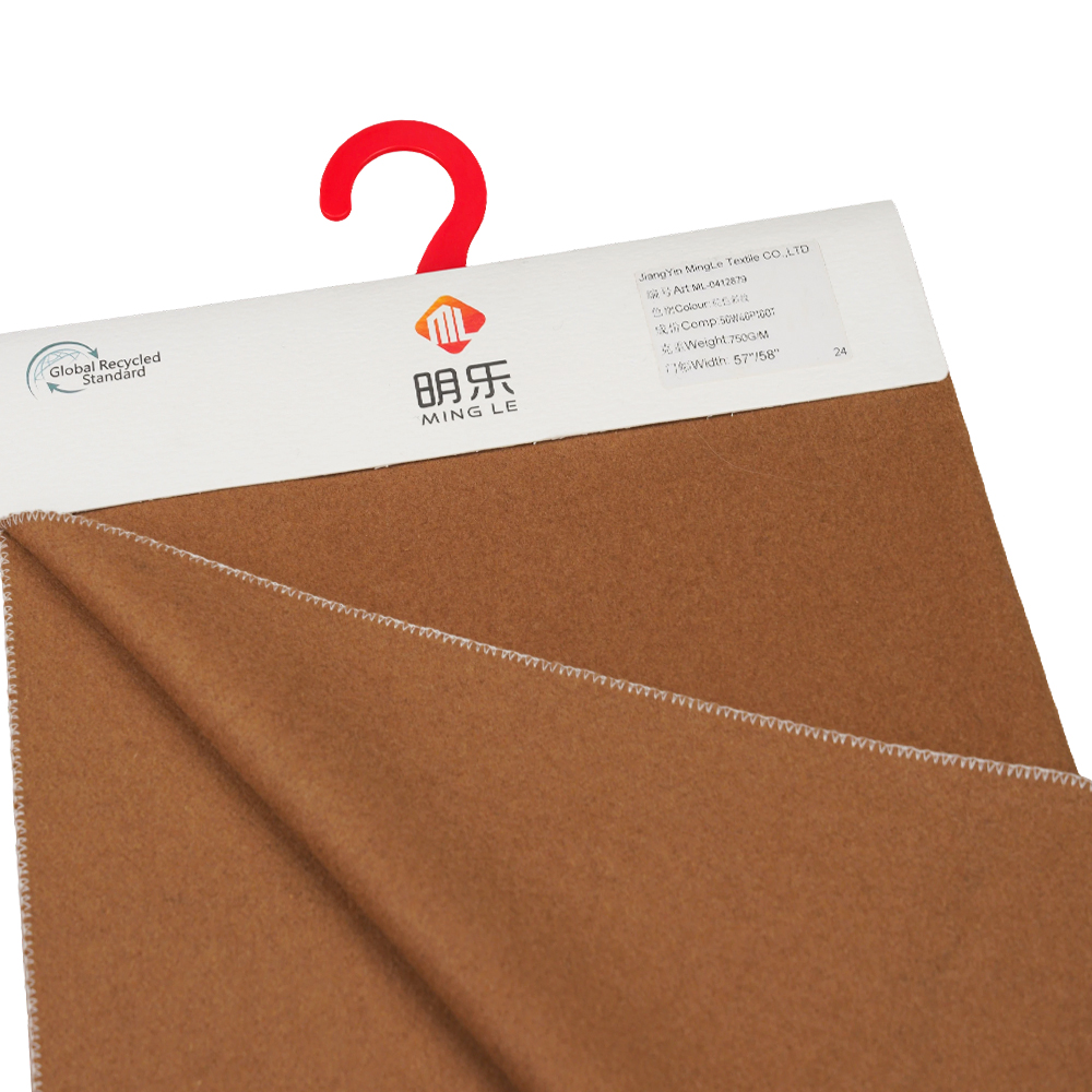 50 % ull, 50 % annet fiber, 730G/M, Camel, Twill Melton-stoff, ML-0412879