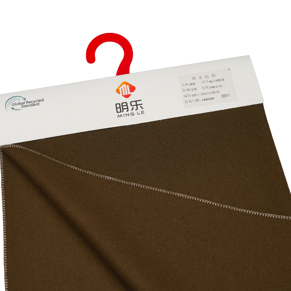 50 % Ull, 40 % Polyester, 10 % Andre Fiber, 740G/M, Militærgrønn, Twill Melton Stoff, ML-TUREN-B