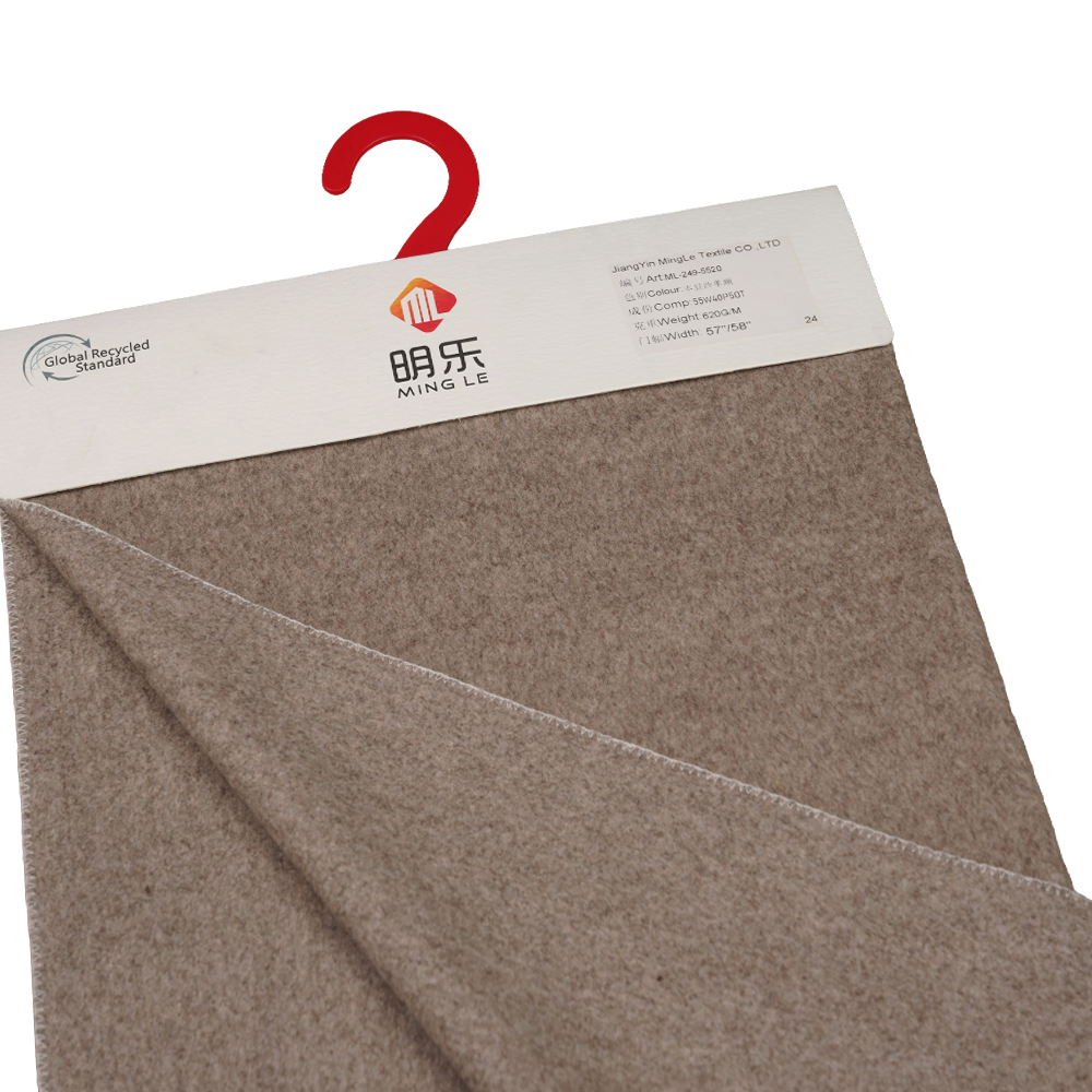 55 % ull, 40 % polyester, 5 % andre fibre, 620G/M, bønnepasta, overbelegg med enkelt ansikt, stoff ML-249-5520